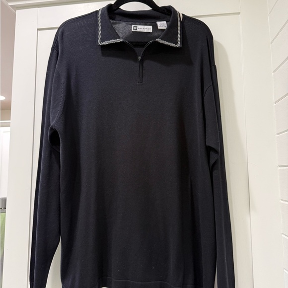 Bachrach Black and Tan Zip Up Sweater - Picture 1 of 4